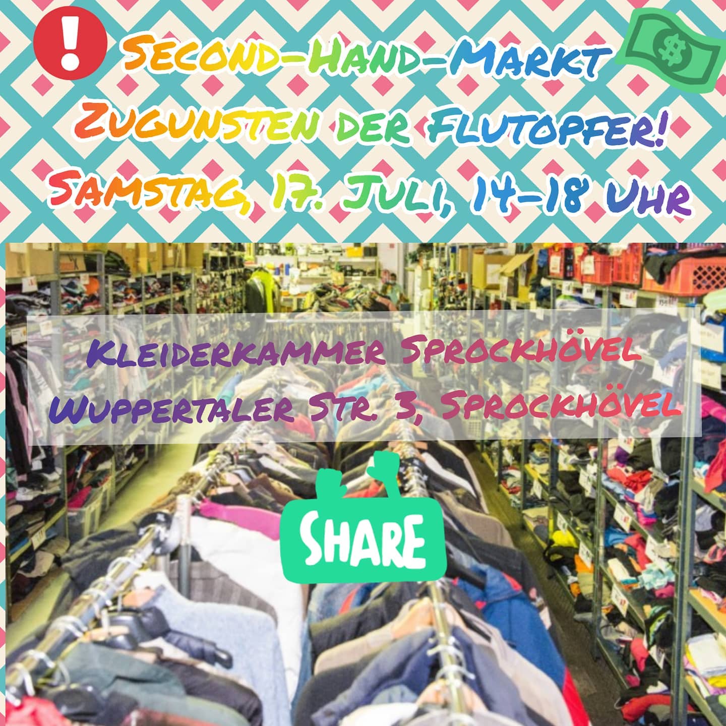 Einladung Second-Hand-Markt Kleiderkammer am 17.07.21